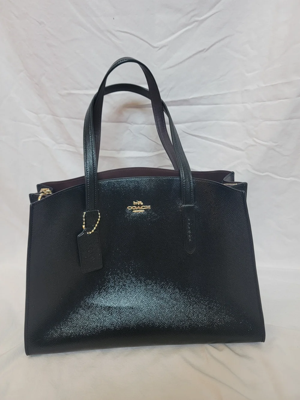 Coach Black Saffiano Tote with Gold Hardware